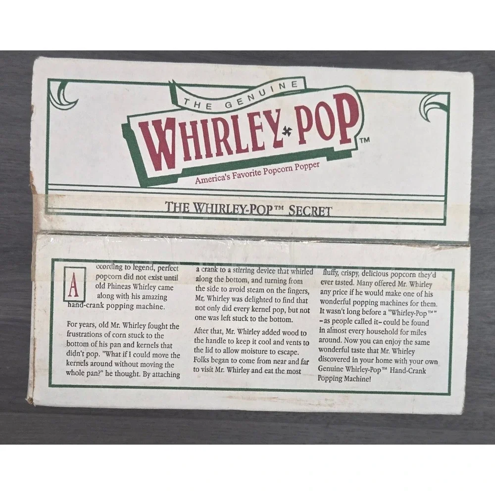Vintage 1999 Whirley Pop Popcorn Popper New In Sealed Box Wabash Valley Farms